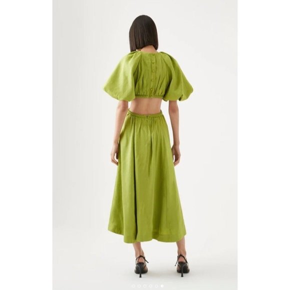 SOLD Aje Capucine Puff Sleeve Midi Dress Size 10 Verdant Green BNWT - Picture 9 of 15